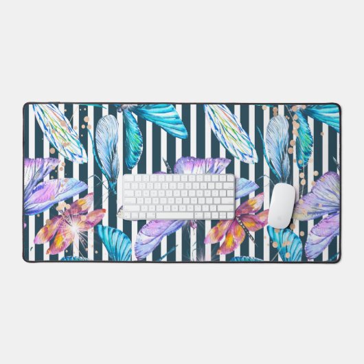 Dragonfly Desk Mat met zwarte strepen (Keyboard & Muis)