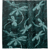 Dragonfly Disco Midnight Blue Douchegordijn (Voorkant)