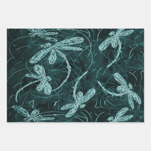 Dragonfly Disco Midnight Blue Inpakpapier Vel (Voorkant 2)