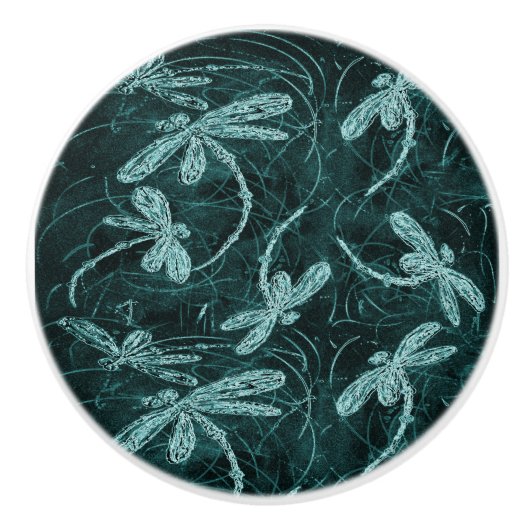 Dragonfly Disco Midnight Blue Keramische Knop (Voorkant)