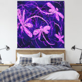 Dragonfly Disco Stretched Canvas Print (Insitu (Slaapkamer))