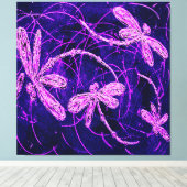 Dragonfly Disco Stretched Canvas Print (Insitu (Houten vloer))
