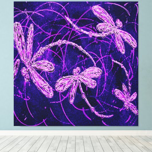 Dragonfly Disco Stretched Canvas Print (Insitu (Houten vloer))