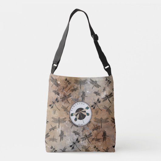 Dragonfly distress entomologie monogram crossbody tas (Achterkant)