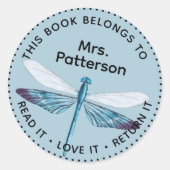 Dragonfly Dit boek behoort tot gepersonaliseerd Ronde Sticker (Voorkant)