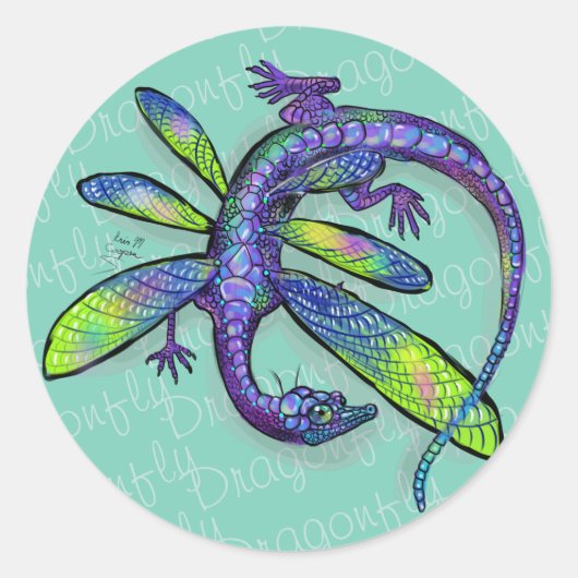 Dragonfly Dragon Ronde Sticker (Voorkant)