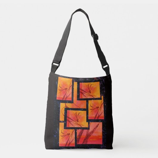 Dragonfly Drama Waterverf Crossbody Tas (Voorkant)