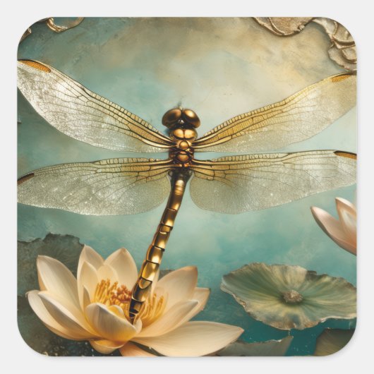 Dragonfly Dream Vierkante Sticker (Voorkant)