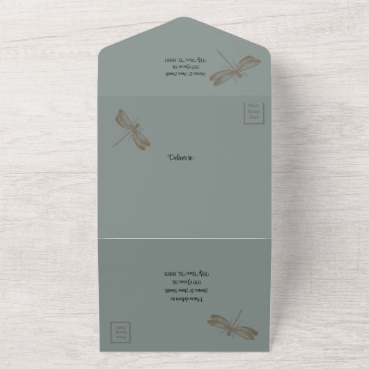 Dragonfly Dreams Alles in een bruiloft uitnodiging (Buitenkant)
