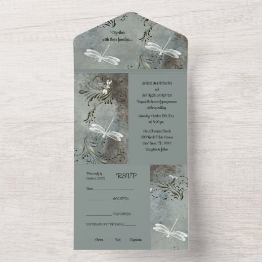 Dragonfly Dreams Alles in een bruiloft uitnodiging (Binnen)