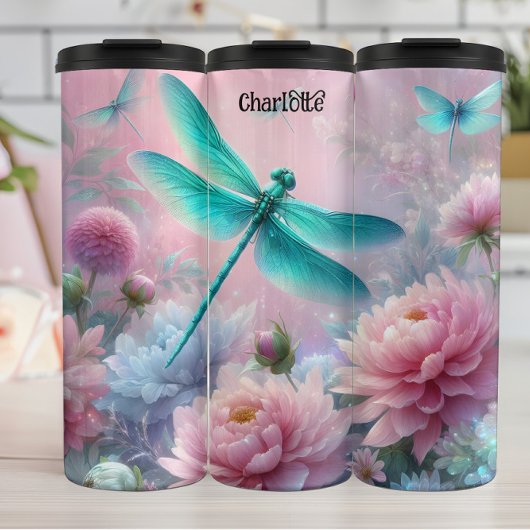 Dragonfly Dreams: Bloemrijk, etherisch, pastel Thermosbeker