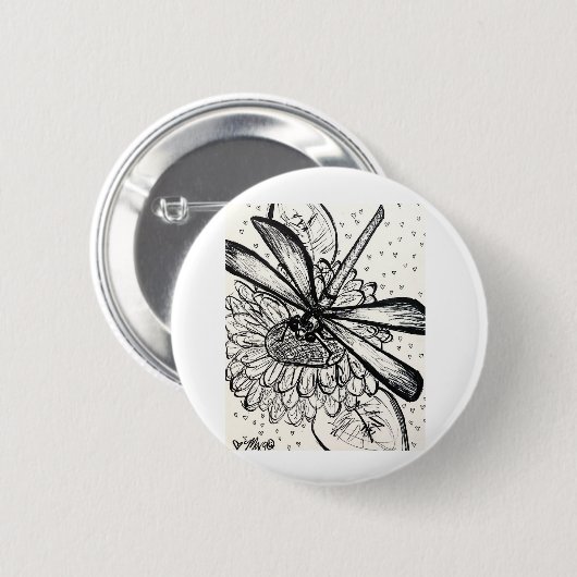 Dragonfly Dreams Ronde Button 5,7 Cm (Voorkant /achterkant)