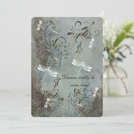 Dragonfly Dreams Wedding Invitation Kaart (Staand voorkant)