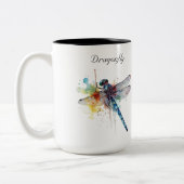 Dragonfly Dreamscape, aangepast Tweekleurige Koffiemok (Links)