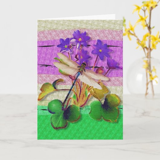 Dragonfly Easter Kaart (Gele Bloem)