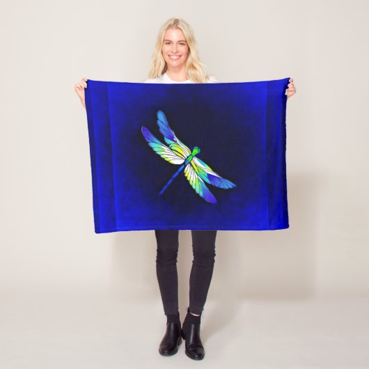Dragonfly Electric Blue - Personaliseren met een n Fleece Deken (In situ)