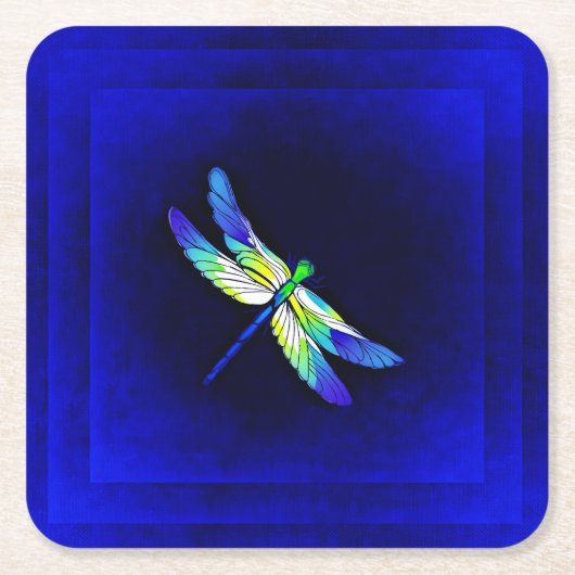 Dragonfly Electric Blue - Personaliseren met een n Kartonnen Onderzetters (Voorkant)