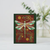 Dragonfly Elegant Jeweled 2 Folk Art Briefkaart (Staand voorkant)
