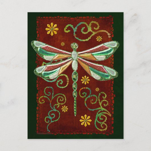 Dragonfly Elegant Jeweled 2 Folk Art Briefkaart (Voorkant)