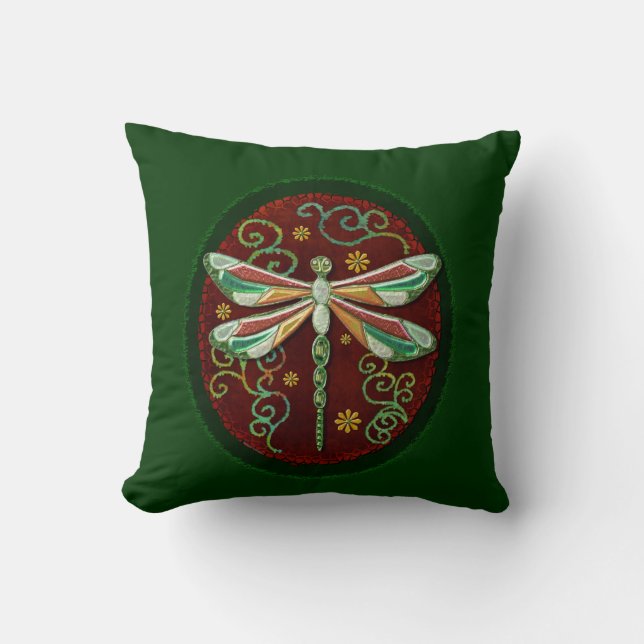 Dragonfly Elegant Jeweled 2 Folk Art Kussen (Voorkant)
