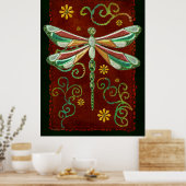 Dragonfly Elegant Jeweled 2 Folk Art Poster (Keuken)