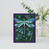 Dragonfly Elegant Jeweled Folk Art Briefkaart (Staand voorkant)