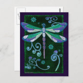 Dragonfly Elegant Jeweled Folk Art Briefkaart (Voorkant / Achterkant)