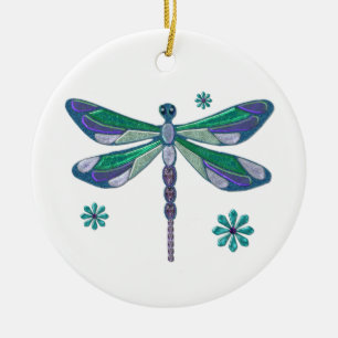 Dragonfly Elegant Jeweled Folk Art Keramisch Ornament