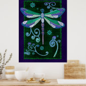 Dragonfly Elegant Jeweled Folk Art Poster (Keuken)