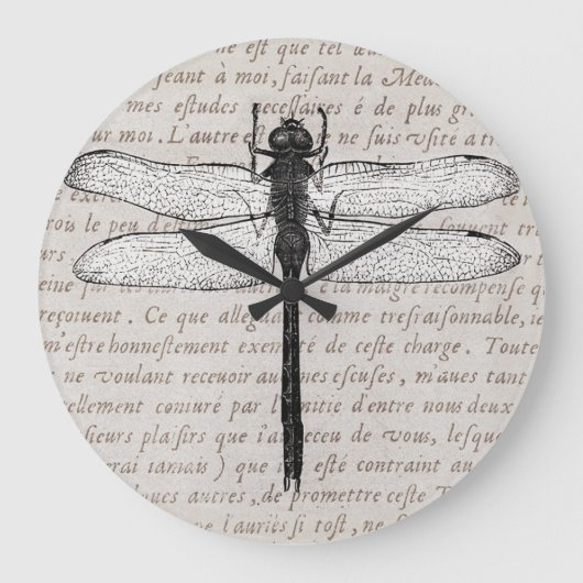 dragonfly en Antiek tekstcollage Grote Klok (Voorkant)