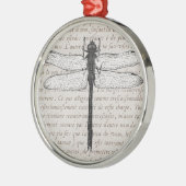 dragonfly en Antiek tekstcollage Metalen Ornament (Links)