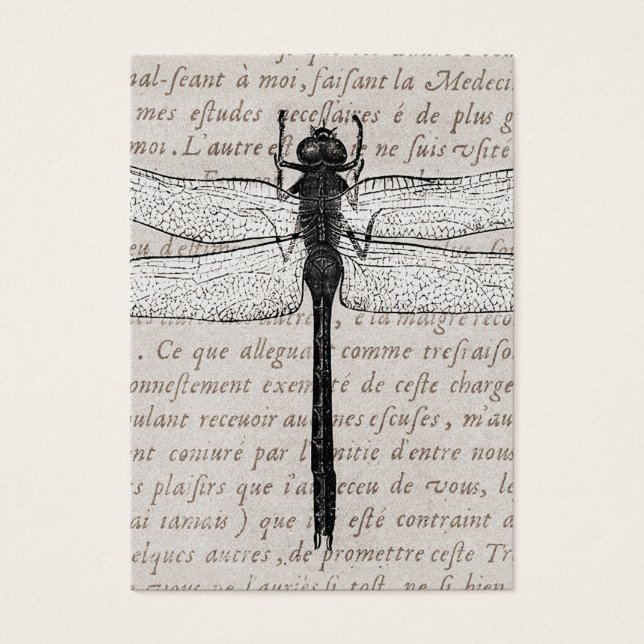  dragonfly en Antiek tekstcollage Visitekaartjes (Voorkant)