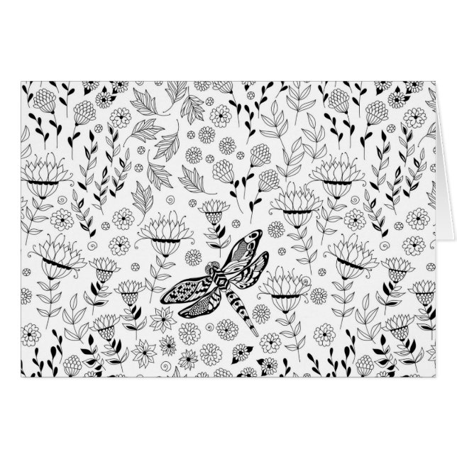 Dragonfly en bloemen (Voorkant Horizontaal)