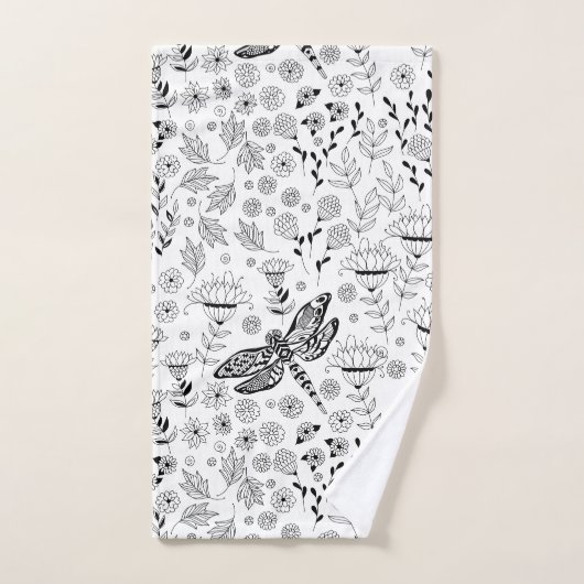 Dragonfly en bloemen bad handdoek (Handdoek)
