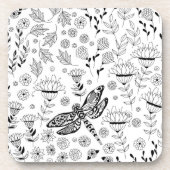 Dragonfly en bloemen bier onderzetter (Voorkant)