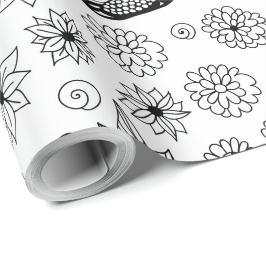 Dragonfly en bloemen cadeaupapier (Rol Hoek)