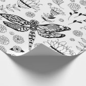 Dragonfly en bloemen cadeaupapier (Hoek)