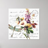 Dragonfly en bloemen canvas afdruk (Voorkant)