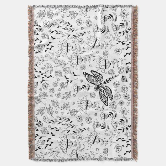 Dragonfly en bloemen deken (Voorkant Verticaal)