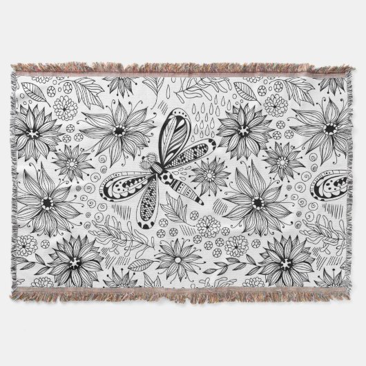 Dragonfly en bloemen deken (Voorkant)