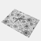 Dragonfly en bloemen deurmat (Schuin)