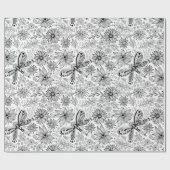 Dragonfly en bloemen die papier verpakken (Vlak)