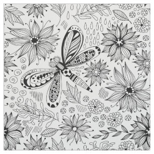 Dragonfly en bloemen doedelen stof
