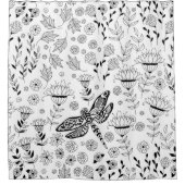 Dragonfly en bloemen douchegordijn (Voorkant)