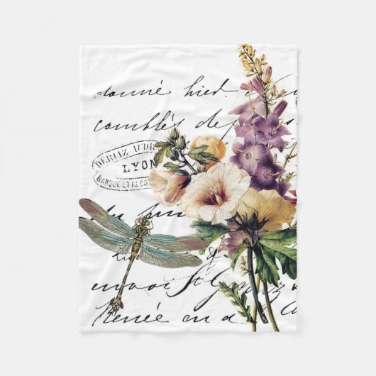 Dragonfly en bloemen fleece deken (Voorkant)
