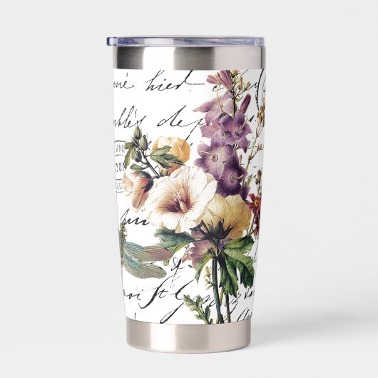 Dragonfly en bloemen gepersonaliseerd geïsoleerde drinkbeker (Rechts)