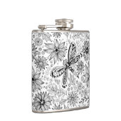 Dragonfly en bloemen heupfles (Rechts)