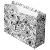 Dragonfly en bloemen large cadeautasje (Voorkant Gekanteld)