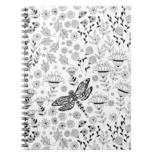 Dragonfly en bloemen notitieboek (Voorkant)