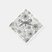 Dragonfly en bloemen servet (Hoek)